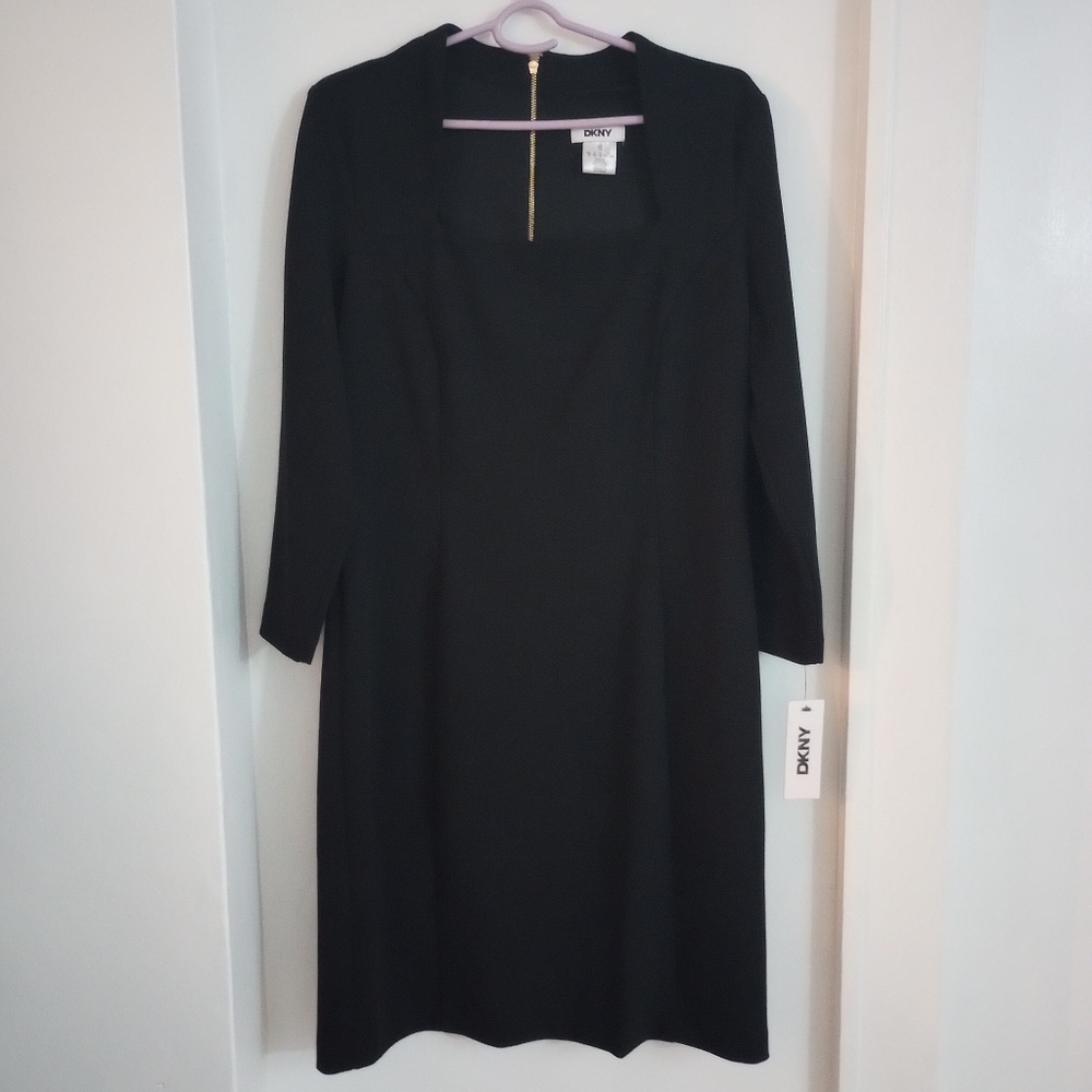 DKNY Elegant Black Classic Formal Long Sleeve Dress Size 10